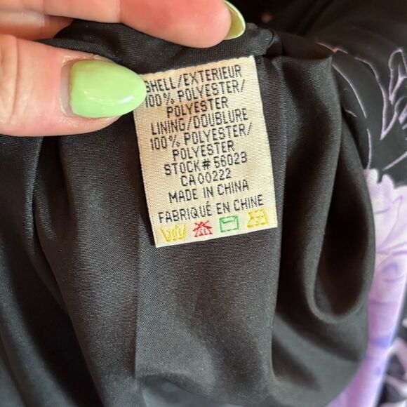 90s vintage black midi dress with large floral print chiffon - Picture 7 of 10